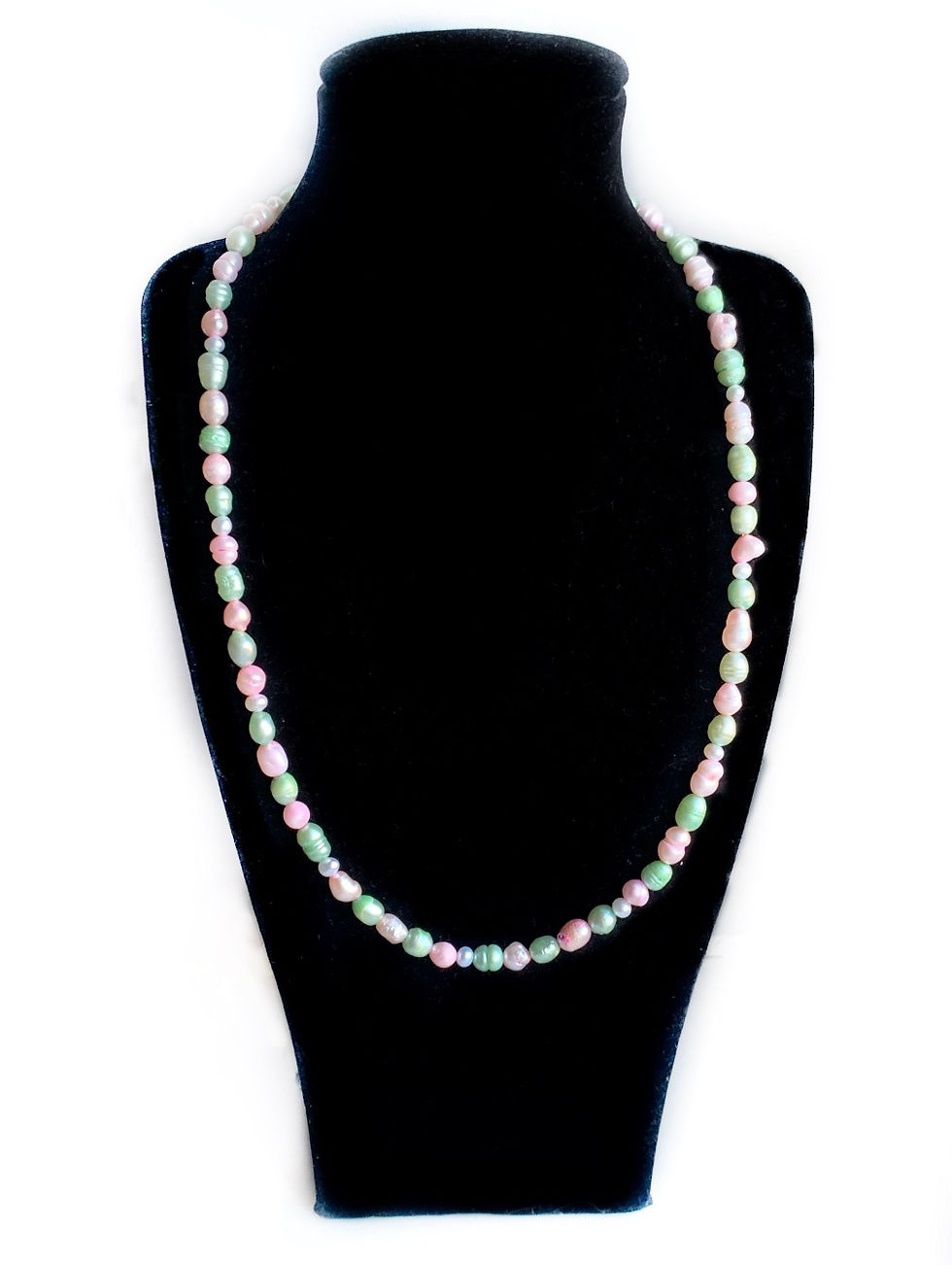 Thumbnail: Dainty baroque green and pink freshwater pearl necklace