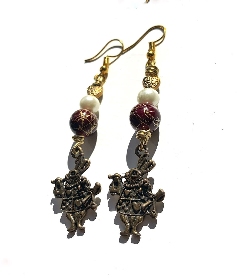 Thumbnail: Kid’s Alice in Wonderland earrings with other faux pearl detail 