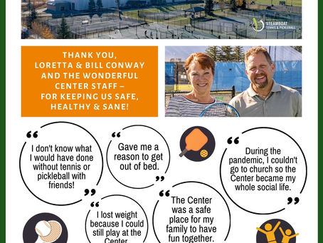 [3/19/21] Thank you, Loretta & Bill and the wonderful Tennis & Pickleball Center staff!