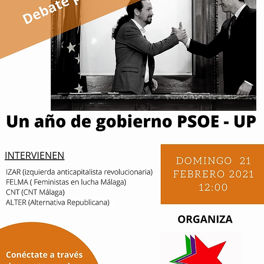 Málaga: Debate público online "Un año de gobierno PSOE-UP"