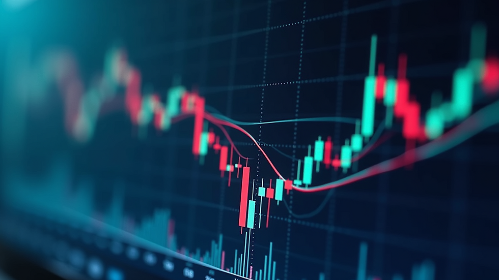Close-up view of a trading chart with technical indicators