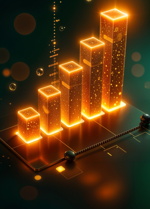 Modern financial market display showing investment trends in technology, gold, energy, bonds, and global equities.