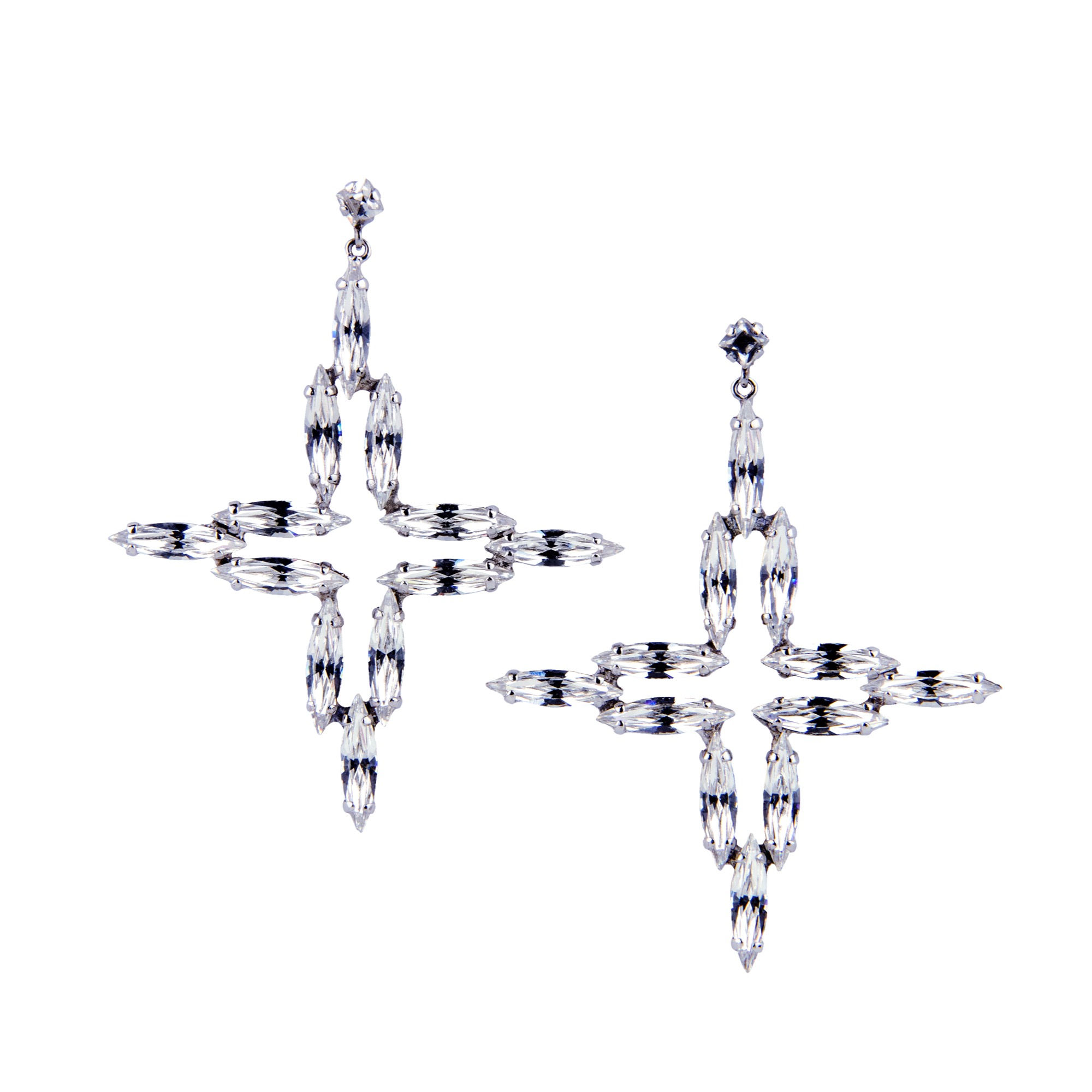 Crystal Cross Stud Earrings