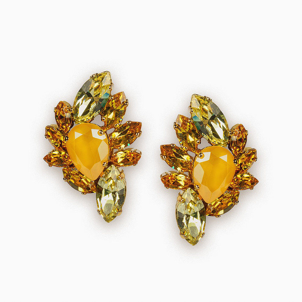 Yellow Opal Clip Earrings