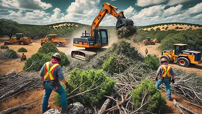 DALL·E 2025-01-07 21.41.29 - A professional land clearing and shredding service operating