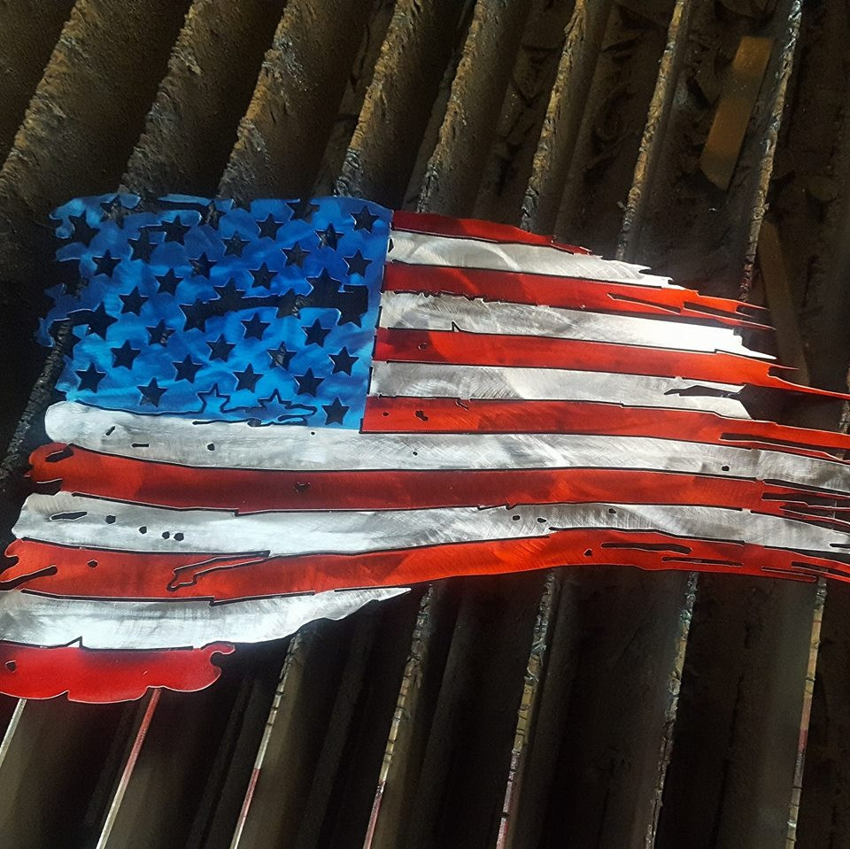 Custom Painted Tattered Flag