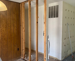 Light demolition project at a house where the drywall has been removed