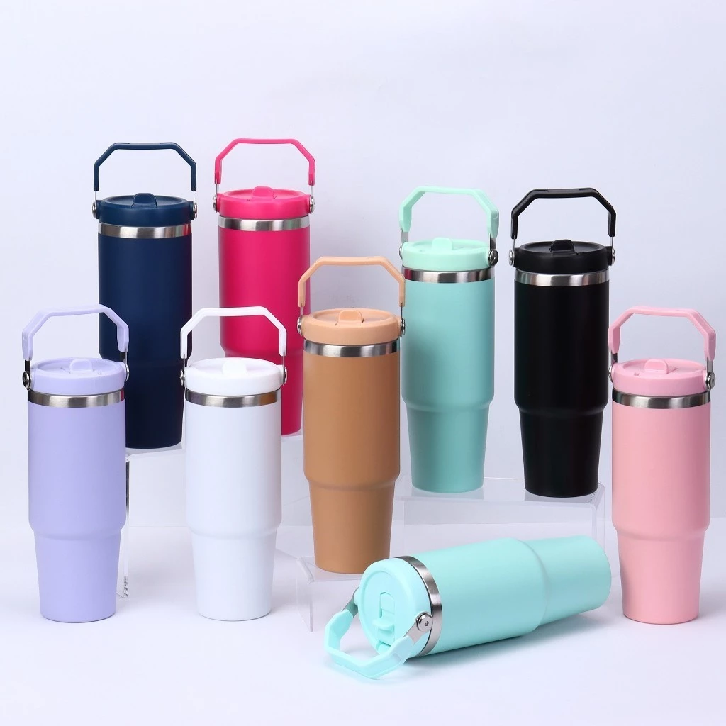Garrafa Térmica Inoxidável Tumbl 600ML/900ML com Bico de Flip e Alça para Bebida