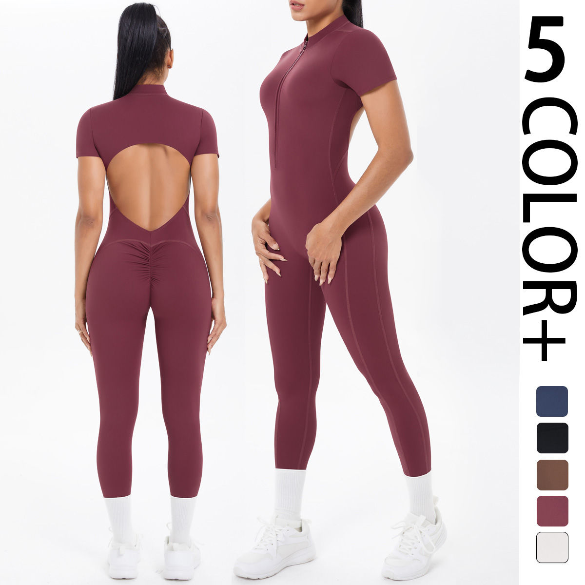Macacão Fitness de Mangas Curtas para Mulher