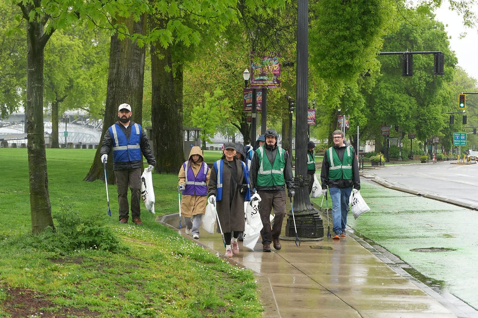 SOLVE volunteers braving the rain on Earth Day
