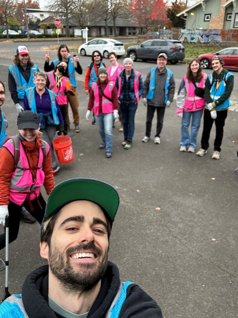 Community event leader with group of volunteers at South Tabor for the great Powell Cleanup