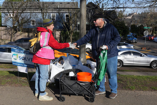 Volunteers greeting each other at Martin Luther King Jr. Day 2025