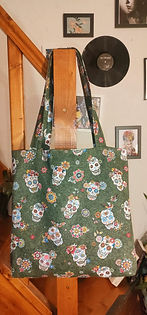 Totbag doublé poches intérieures et extérieures tissu dia de lors muertos