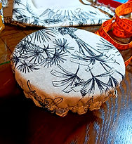 Charlotte alimentaire tissu bachette jungle noir et blanc et enduit