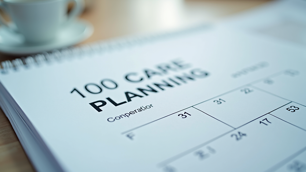 Close-up view of a calendar with marked days for care planning