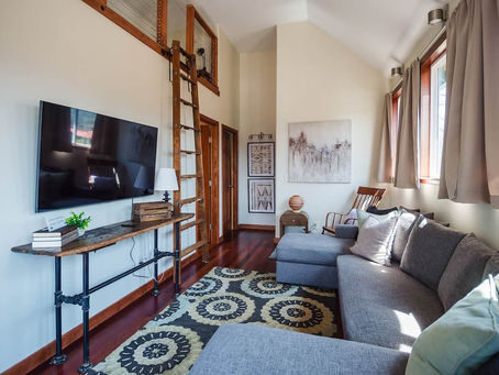 Interior view of an Airbnb in Black Mountain NC that could host two people, walkable to downtown, the Overlook, a luxury short-term rental