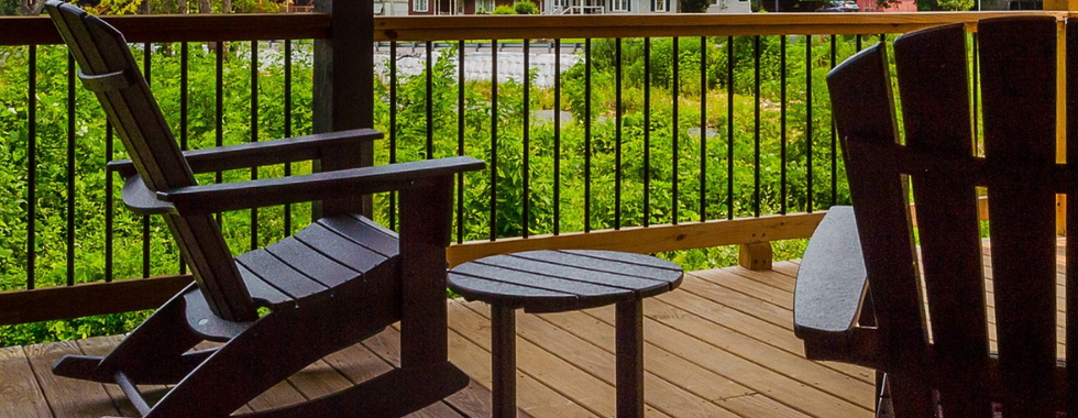 Back poarch detail at Beach & Basecamp vacation rental in Old Fort North Carolina