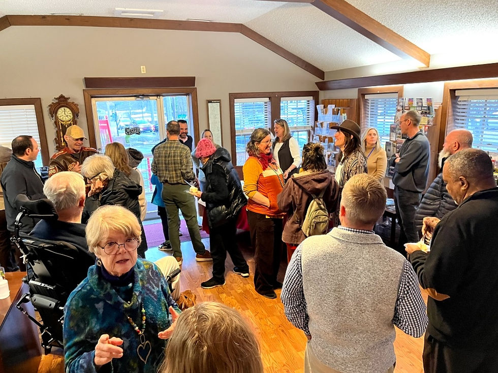 First responders, town officials, and community members seated at tables during a March 4 luncheon in Black Mountain recognizing leadership during Hurricane Helene.