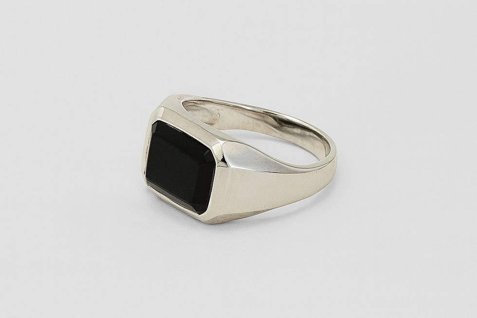 Miniaturbild: Schwarzer Onyx- und Silberring