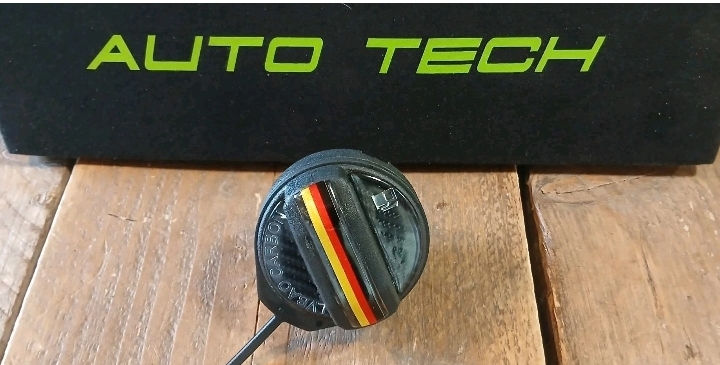 Thumbnail: VW  T5 - T6.1  Caddy FUEL FILLER CAP with Strap Real Carbon Fibre Stripe Overlay
