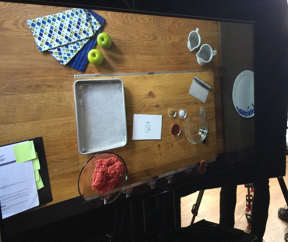 Overhead view of kitchen prep area