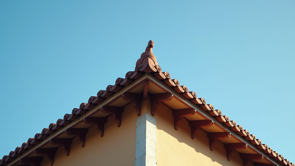 High angle view of a well-maintained roof with clear blue sky