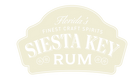 transparent Siesta Key Rum logo in a tan custom shape - Florida's Finest Craft Spirits