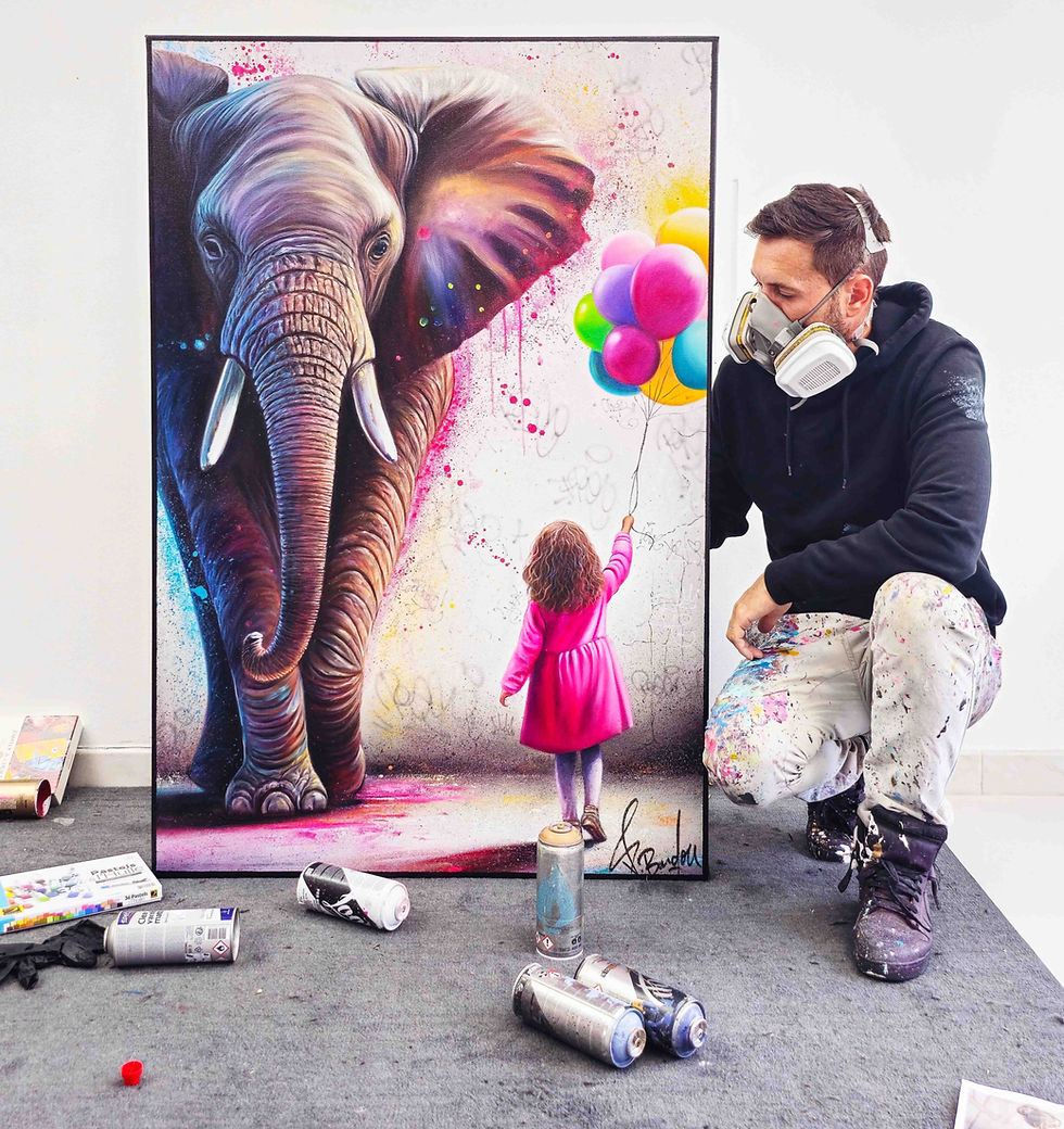 tableau elephant street art artiste vincent bardou galerie d'art en ligne