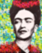 Tableau sur toile de Frida Kahlo en pop art signé Vincent Bardou pour une décoration murale contemporaine.