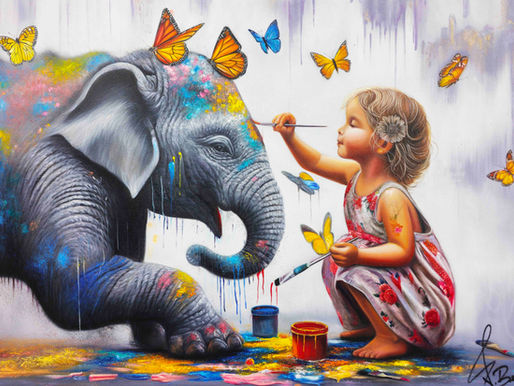 Achetez Tableau Éléphant Original à Vendre – Artiste Vincent Bardou