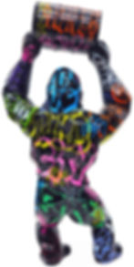 statue wild Kong Oil Baril Graffiti Design en Résine Style richard Orlinski galerie d'art en ligne artiste vincent bardou