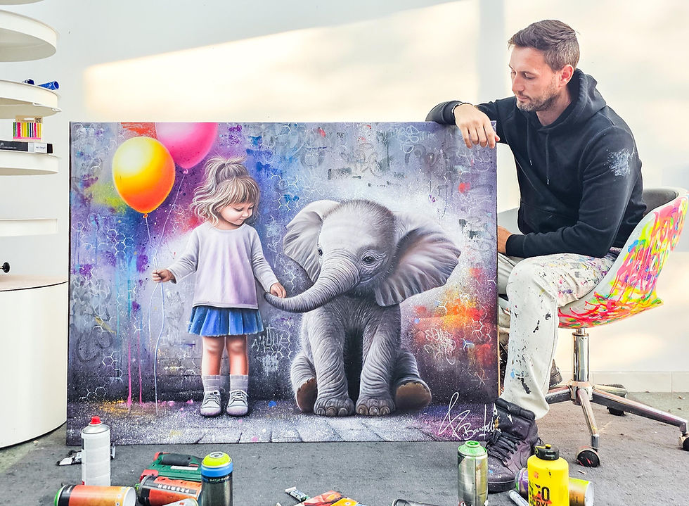 Zeitgenössisches Elefantengemälde, Original-Tierkunst von Vincent Bardou, einzigartiges Kunstwerk zu verkaufen