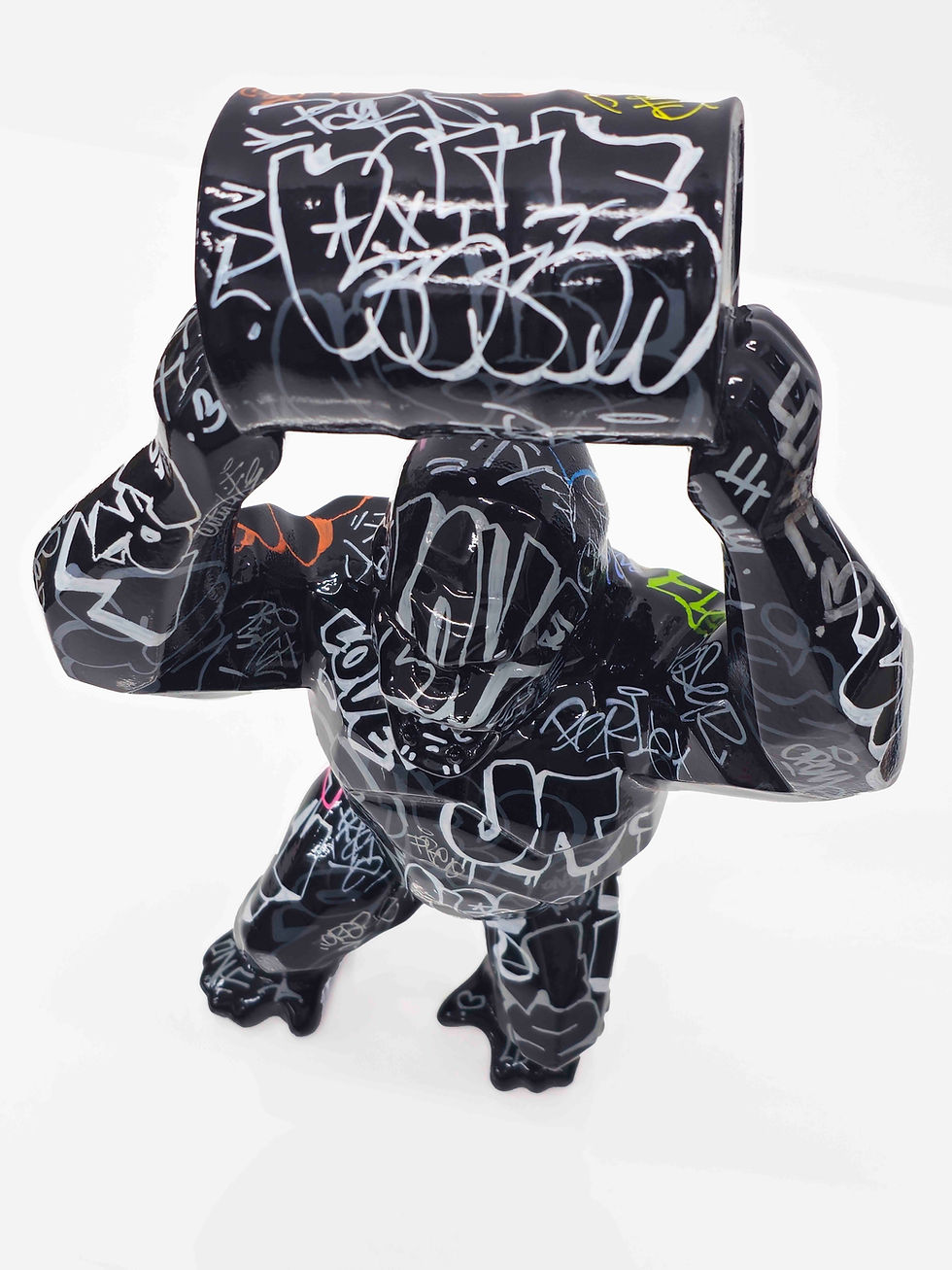 Miniatura: sculpture wild Kong Oil Baril Graffiti Design en Résine Style richard Orlinski galerie d'art en ligne artiste vincent bardou