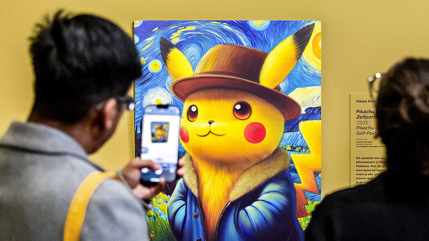 achetez tableau pikachu van gogh pop art museum artiste vincent bardou
