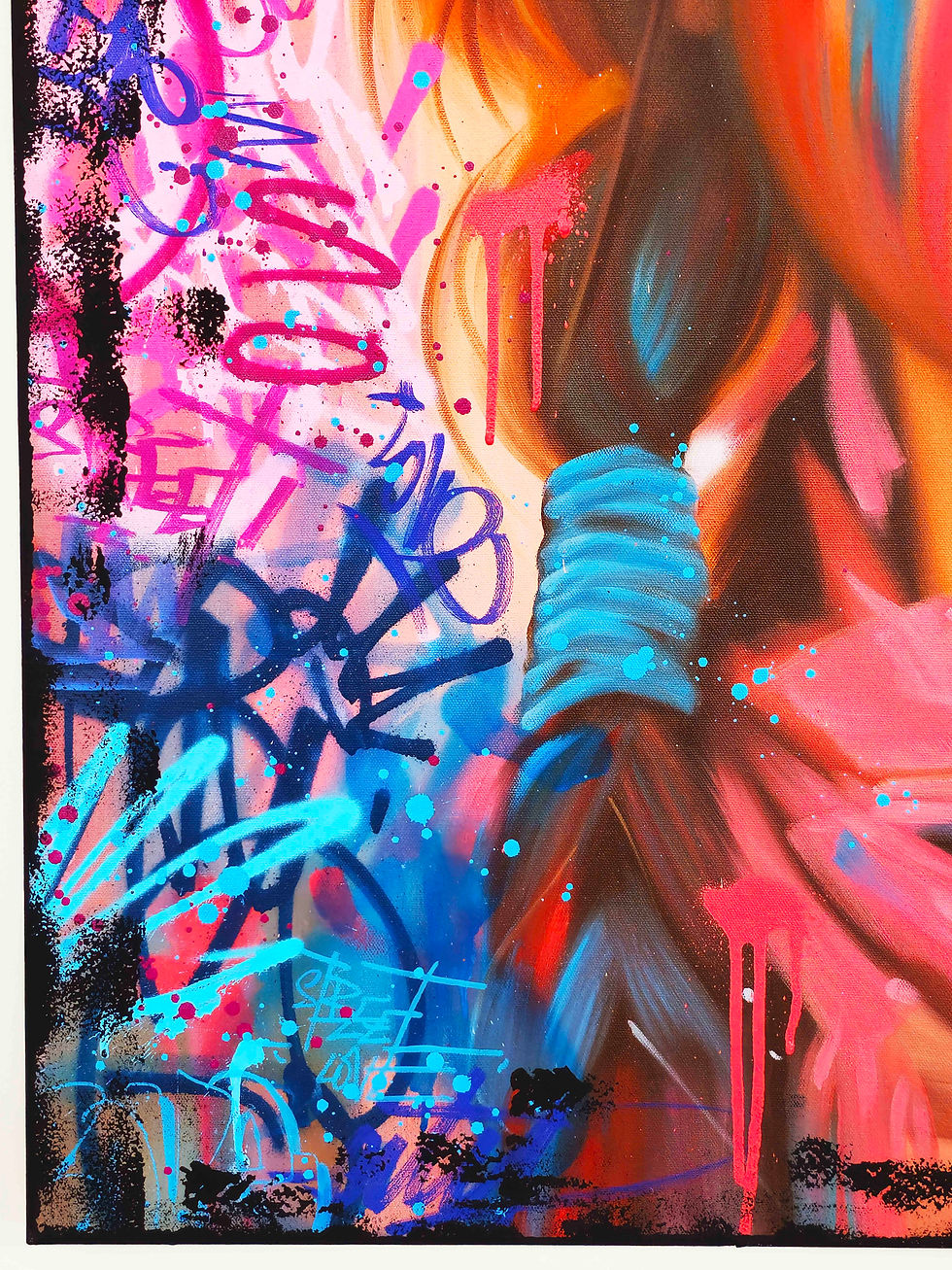 Miniature : Peinture sur toile d’une femme native stylisée, en pop art coloré signé Bardou, fusion entre esprit amérindien, culture autoc