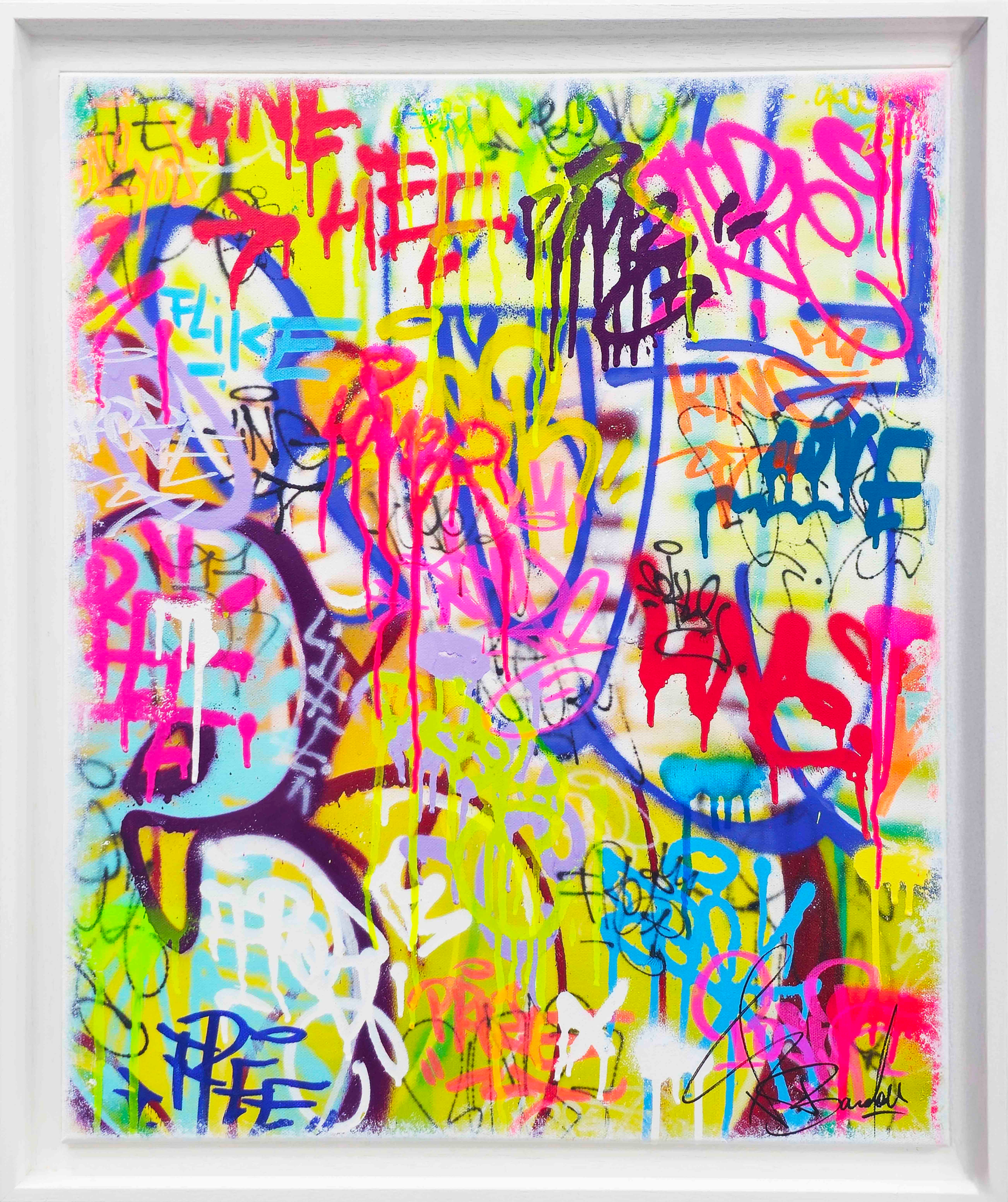 Discover Vincent Bardou’s White Street Art – a unique artwork blending graffiti, tags, and acrylic textures on canvas.