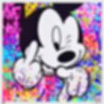 Poster Mickey Fuck édition limitée, pop art graffiti signé Vincent Bardou. Œuvre urbaine Disney moderne et colorée, parfaite
