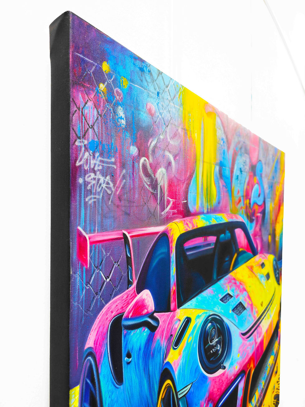 Miniatura: Toile Porsche contemporain alliant luxe automobile et esthétique urbaine, peinture à l’huile sur lin signée Vincent Bardou.