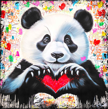 Panda Street Art Multicolored Art Deco Modern Panda Love Painting