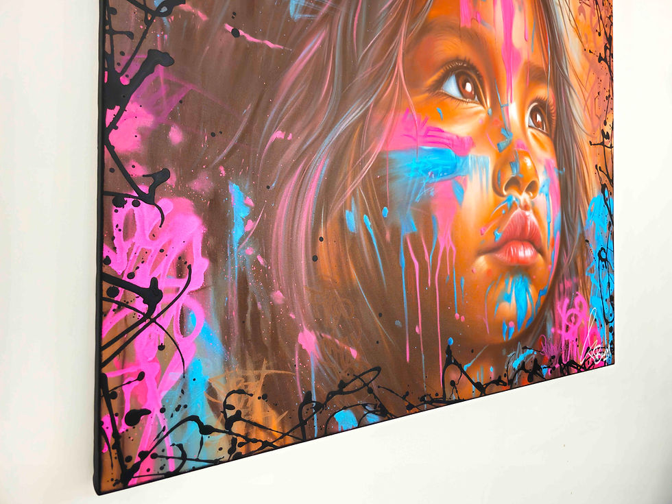 Miniature : Peinture Indienne portrait femme abstrait street art portrait contemporain unique tableau original pop art certifié