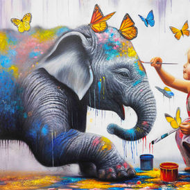 Découvrez la Collection de tableaux Éléphants de Vincent Bardou, artiste contemporain français. Cette série d’œuvres originales met en lumière la force, la sagesse et la symbolique de l’éléphant, à travers une interprétation artistique moderne mêlant Pop Art, Street Art, Graffiti, Art Contemporain et Abstrait.

Chaque tableau éléphant est une œuvre unique (1/1), réalisée entièrement à la main à la peinture à l’huile, et enrichie par des techniques mixtes telles que bombe de peinture, aérographe, Posca, couteau et projections. Vincent Bardou accorde une attention particulière aux textures, aux contrastes et aux couleurs, afin de donner à chaque éléphant une présence puissante et expressive sur la toile.