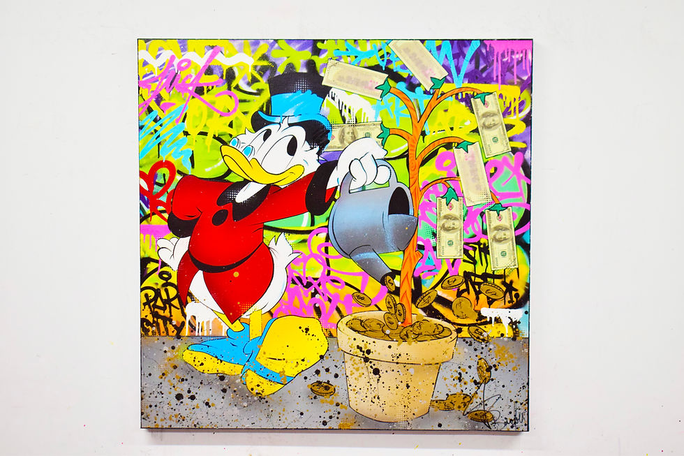 Miniature : Tableau Picsou multicolore Street Art design. Peinture Pop Art Disney moderne avec Uncle Scrooge McDuck. Toile contemporaine
