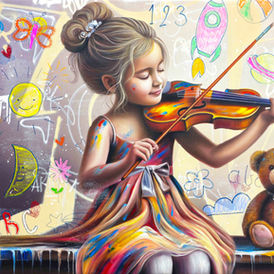 Descubre la Colección Infancia, una serie de retratos infantiles creados con óleo y espátula, que fusionan dulzura, inocencia y poesía. Cada pintura única combina arte contemporáneo, arte callejero y pop art con escenas tiernas que incluyen instrumentos musicales, aves y mundos coloridos. Estos lienzos modernos y multicolores, con su diseño original y refinado, se integran a la perfección en la decoración de interiores y aportan un toque artístico único y atemporal.