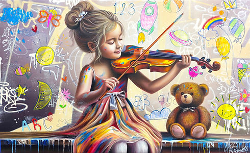 tableau violoniste pop art portrait enfant peinture street art artiste peintre vincent bardou