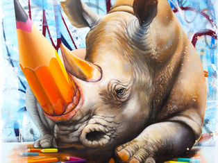 Tableau Rhinocéros Alliant Street Art, Graffiti et Pop Art