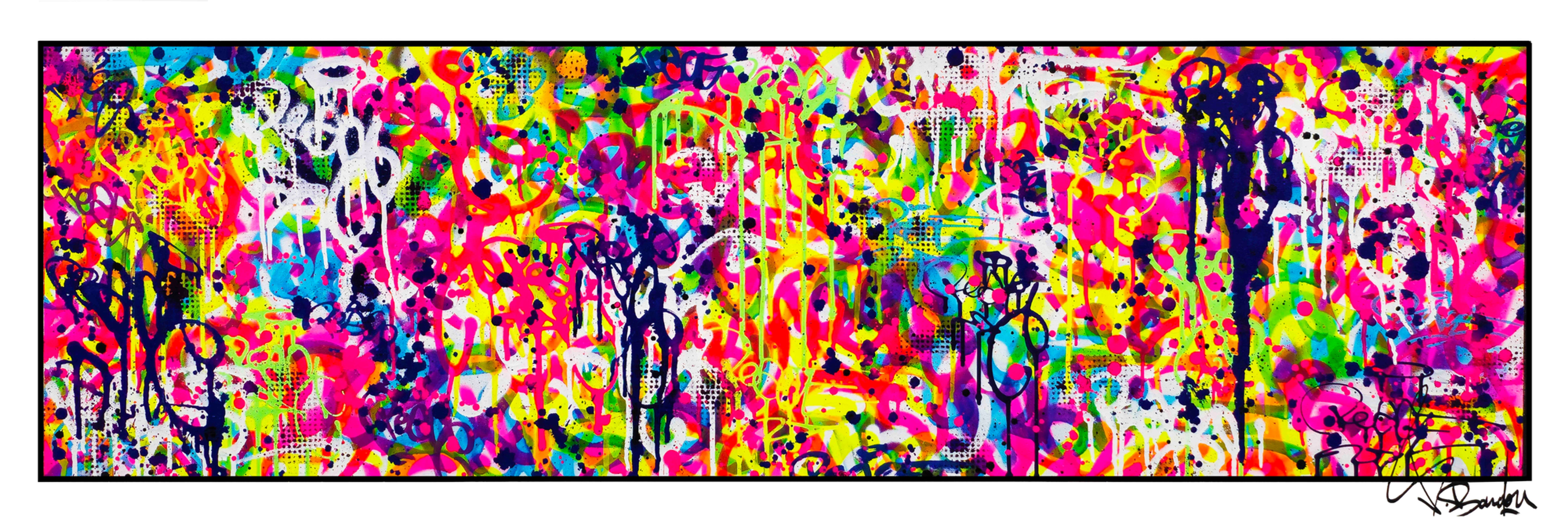 Unique fluorescent street art painting by Vincent Bardou. A bold mix of graffiti and urban art, ready to shine in your modern