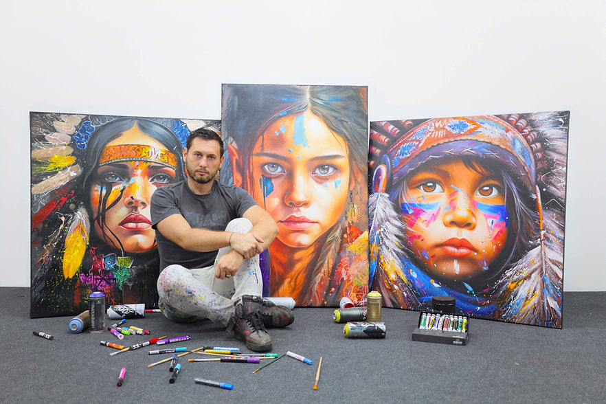 Achetez Tableau Amérindien street art artiste vincent bardou galeri d'art