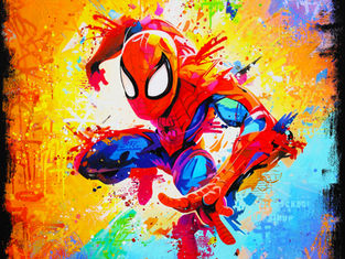 Tableau SpiderMan Pop Art Multicolore Toile Marvel Déco Design - Galerie D'Art Vincent Bardou
