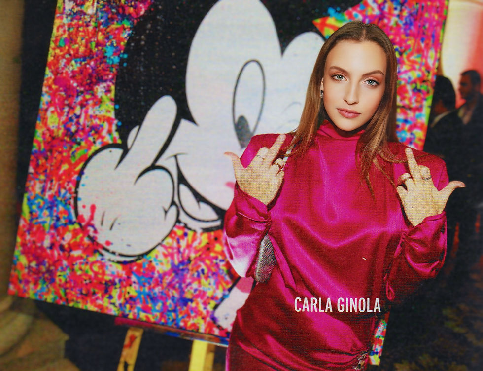 Mickey-Mouse-Pop-Art-Gemälde mit dem Star Carla Ginola