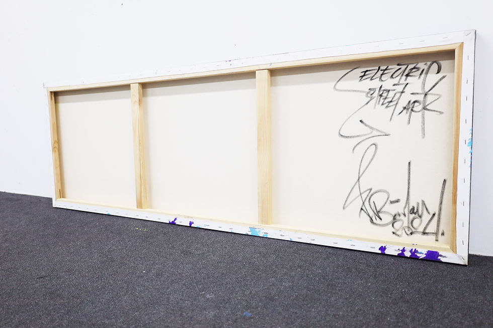 Miniatura: Peinture Graffiti Contemporain Bleu Abstrait Moderne Electric Street Art